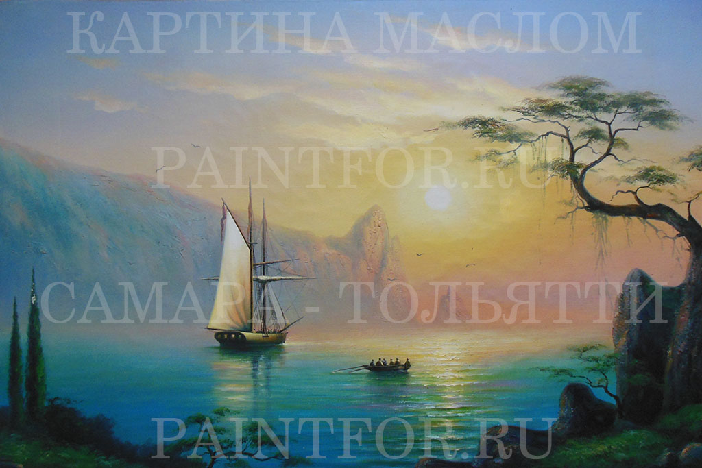 Картина маслом Голубая лагуна 60х90